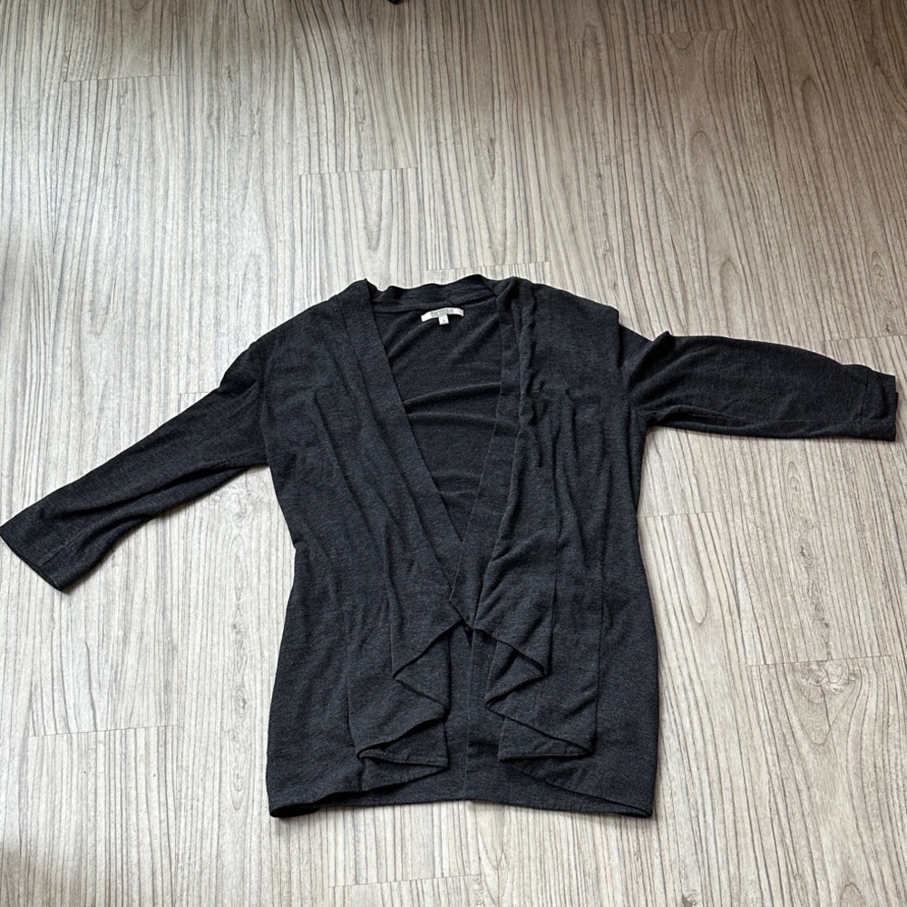Bordeaux Charcoal Open-Front Cardigan